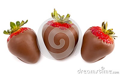 Chocolate Covered Strawberries on a White Background Stock Photo