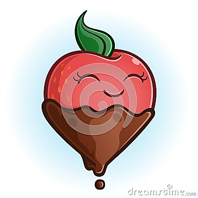 Chocolate Covered Strawberry Cartoon Character Vector Illustration