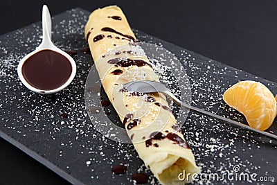 Chocolate crepe Stock Photo