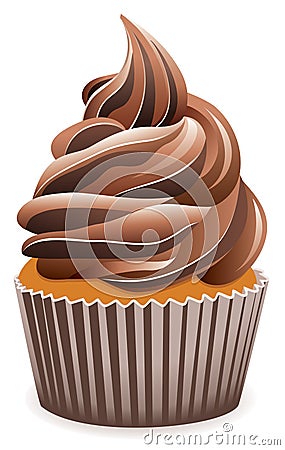 Chocolate cupcake Vector Illustration