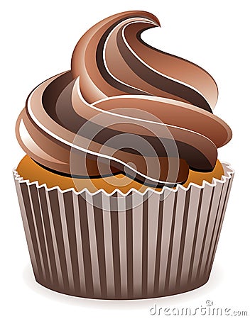 Chocolate cupcake Vector Illustration