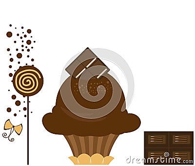 Chocolate Cupcake Vector Illustration