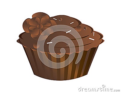 Chocolate cupcake isolated Vector Illustration