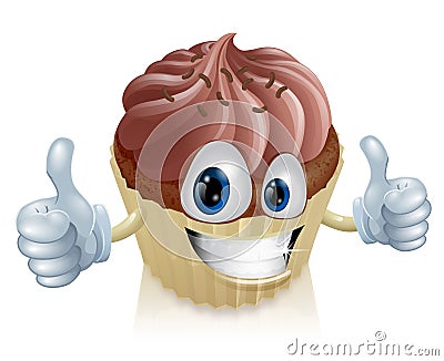 Chocolate cupcake mascot Vector Illustration