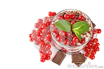 Chocolate dessert with red currant Stock Photo