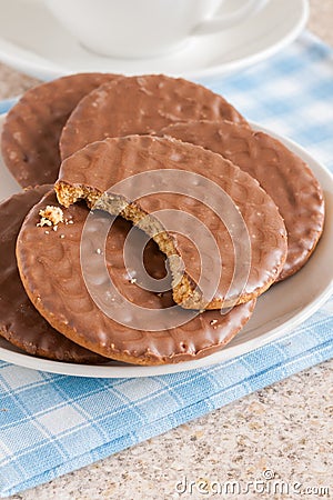 Chocolate Digestive Biscuits Stock Photo