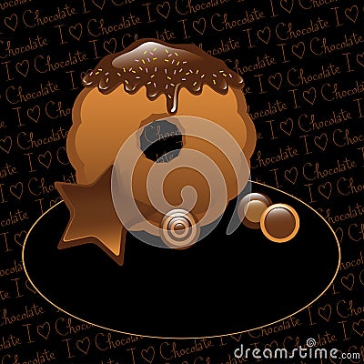 Chocolate dipped cookie Vector Illustration
