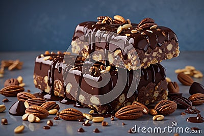 Chocolate Dipped Ice Cream Bars with Nuts Stock Photo