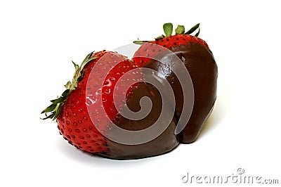 Chocolate Dipped Strawberries Isolated Stock Photo