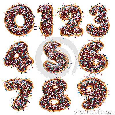 Chocolate donut decorated in numbers shape. Stock Photo