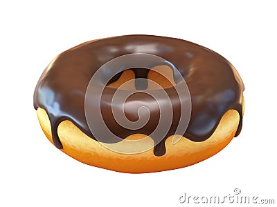 Chocolate donut or doughnut 3d rendering Cartoon Illustration