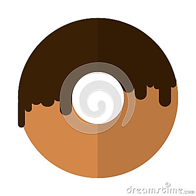 Chocolate donut flat icon Vector Illustration