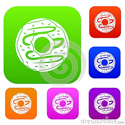 Chocolate donut set collection Vector Illustration