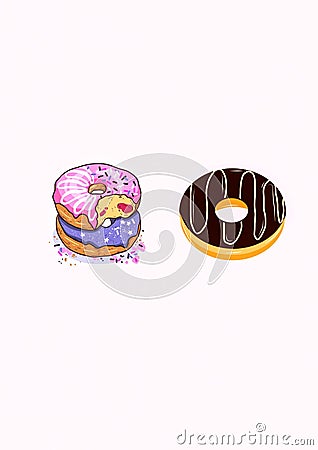 chocolate donuts and colorful shapes vector and clip art Stock Photo