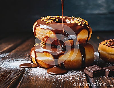 Chocolate doughnut with crunchy sprinkles Stock Photo