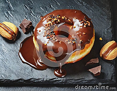 Chocolate doughnut with sprinkles Stock Photo