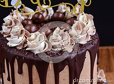 Chocolate Drip Cake Stock Photo