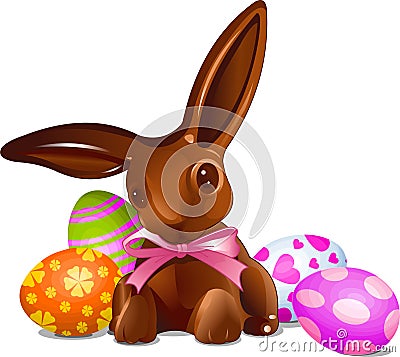 Chocolate Easter bunny Vector Illustration