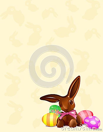 Chocolate Easter bunny background Vector Illustration