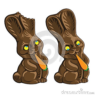 Chocolate Easter Bunny Vector Illustration