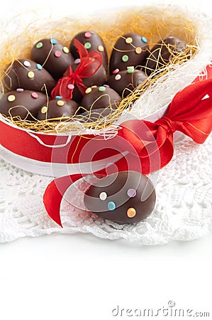Chocolate Easter eggs Stock Photo