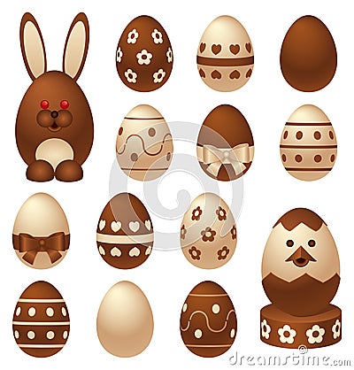 Chocolate Easter figures and eggs Stock Photo