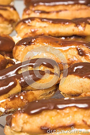 Chocolate Eclairs Stock Photo