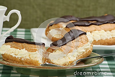 Chocolate eclairs Stock Photo