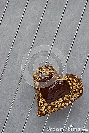 Chocolate fingerprint cookie in shape of heart for Valentine's d Stock Photo