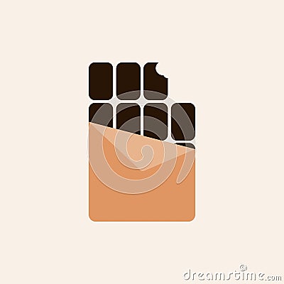 Chocolate flat design illustration icon. Simple sweet food icon Vector Illustration