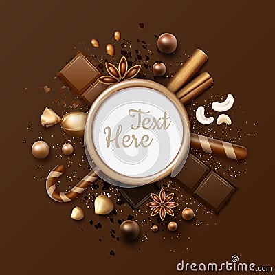 Chocolate flat lay Vector Illustration