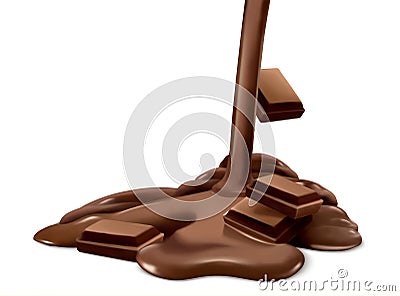 Chocolate flowing down on bars Vector Illustration