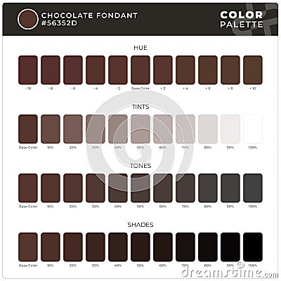 Chocolate Fondant Color Palette Ready for Textile. Hue, Tints, Tones and Shades Guide. Stock Photo