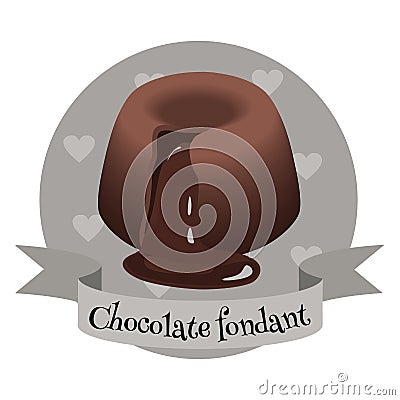 Chocolate fondant traditional French dessert. Colorful illustration in cartoon style Vector Illustration