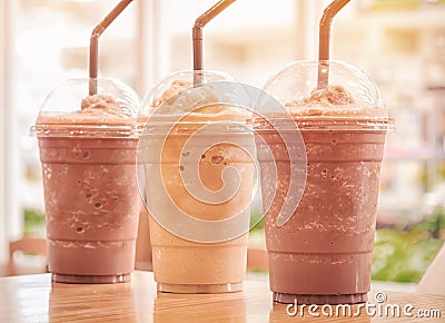 Chocolate Frappe and Frappuccino Stock Photo