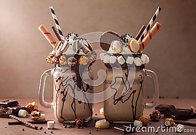 Chocolate freak or crazy shake Stock Photo