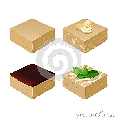 Chocolate fudge. Homemade traditional piece of delicious dessert. Vector Vector Illustration