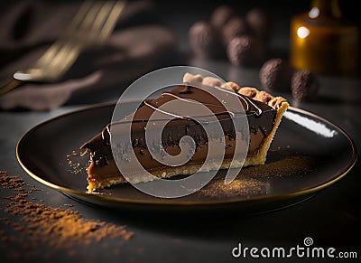 Chocolate Ganache Tart. Rich and Creamy Dessert Recipe. Stock Photo