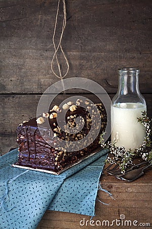 Chocolate and hazelnut cake Stock Photo