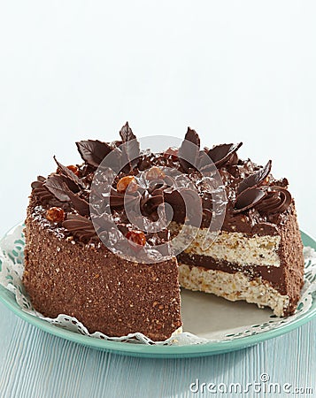 Chocolate and hazelnut cake Stock Photo