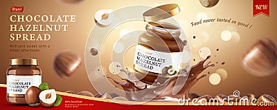 Chocolate hazelnut spread ads Vector Illustration