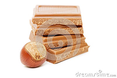 Chocolate and hazelnuts Stock Photo