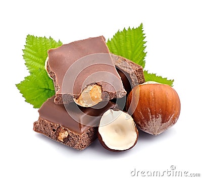 Chocolate with hazelnuts . Stock Photo