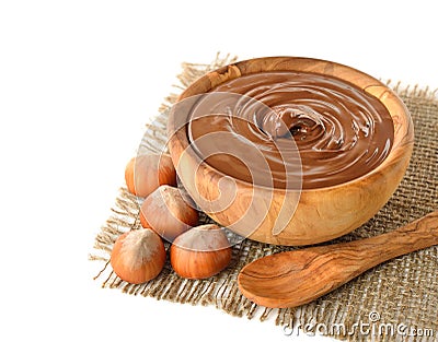 Chocolate and hazelnuts Stock Photo