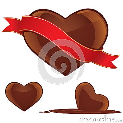 Chocolate heart set Vector Illustration