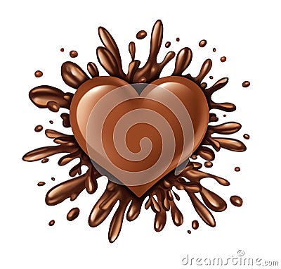 Chocolate Heart Splash Cartoon Illustration
