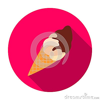 Chocolate ice-cream icon in flat style isolated on white background. Chocolate desserts symbol stock vector illustration Vector Illustration