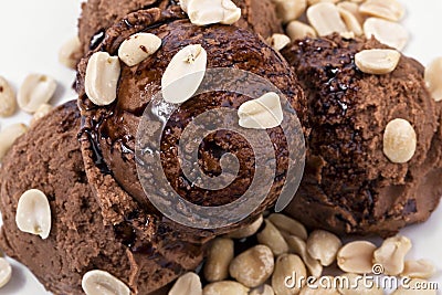 Chocolate ice cream with peanuts Stock Photo