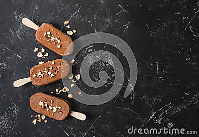 Chocolate ice cream popsicles Stock Photo