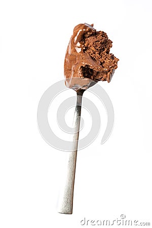 Soft chocolate ice cream in a spoon Stock Photo